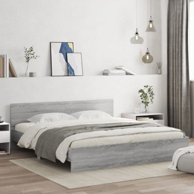 Berkfield Bed Frame With Led Without Mattress Grey Sonoma 200X200 Cm - image 1