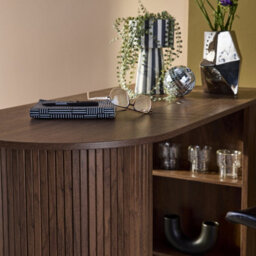Sweeek - Wallis Bar Table High Kitchen Table Side Table Wood Decor With Storage 3 Shelves 120 X 55 X 100 Cm - thumbnail 5