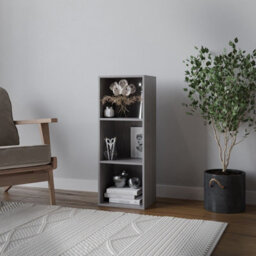 Urbn-Living Urbnliving Height 79.5Cm 3 Shelf Wooden Bookcase Shelving Colour Cedar Grey Display Storage Shelf Unit Shelves - thumbnail 2