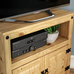 Corner Tv Unit Cabinet Mexican Solid Pine Wood Waxed Rustic Finish - thumbnail 5