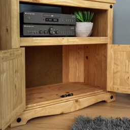 Corner Tv Unit Cabinet Mexican Solid Pine Wood Waxed Rustic Finish - thumbnail 6