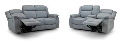 Stratus Interiors Linden Grey Fabric Electric Recliner Sofa 2 Seat 3 Seat Armchair - 3 Plus 2 Seater Set - image 1
