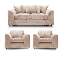 Furnishings For Less UK Monaco Chenille Fabric 3 Piece Sofa Set - 3 1 1 Beige - thumbnail 1