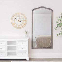 Melody Maison Large Arched Washed Wooden Framed Leaner Mirror - 78Cm X 158Cm - thumbnail 4