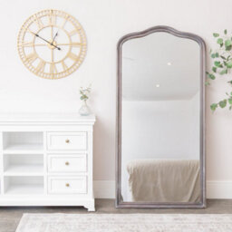 Melody Maison Large Arched Washed Wooden Framed Leaner Mirror - 78Cm X 158Cm - thumbnail 5