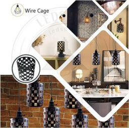 Industrial Metal Bulb Guard Drum Shaped Lamp Shades For Ceiling Pendant Lights Indoor Easy Fit Wire Cages (Black) - thumbnail 8