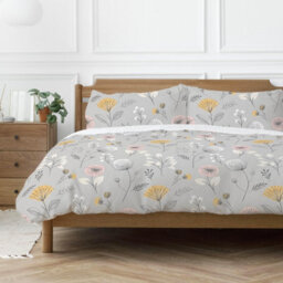 Copenhagen Home Olia Duvet Cover Set Scandi Floral Silver - thumbnail 1