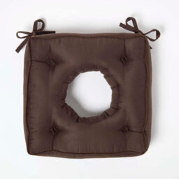 Homescapes Chocolate Faux Suede Coccyx Cushion With Ties - thumbnail 3