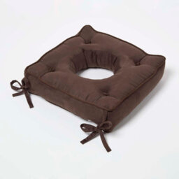 Homescapes Chocolate Faux Suede Coccyx Cushion With Ties - thumbnail 2