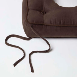Homescapes Chocolate Faux Suede Coccyx Cushion With Ties - thumbnail 4