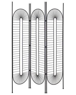 Wyld and Coco Casa Luxe Black 3-Panel Folding Room Divider Metal Screen, Handmade Iron, W135 X H170Cm - image 1