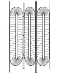 Wyld and Coco Casa Luxe Black 3-Panel Folding Room Divider Metal Screen, Handmade Iron, W135 X H170Cm - thumbnail 1