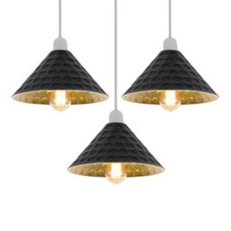 3Pack Metal Ceiling Lamp Shade 24Cm Black With Gold Finish Modern Industrial Pendant Light For Bedroom Hallway Office Cafe - thumbnail 1