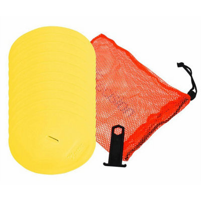 Precision 10 Pack 21Cm Round Rubber Marker Set - Yellow Flat Disc Outdoor Football Pitch - image 1