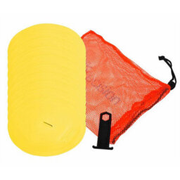 Precision 10 Pack 21Cm Round Rubber Marker Set - Yellow Flat Disc Outdoor Football Pitch - thumbnail 1