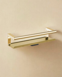 Cosmic Bathroom Shelf, Bathroom Organizer, With Glass Wiper, Brushed Gold, Architect S+ Collection