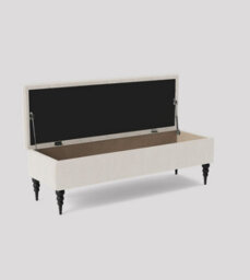 180Cm Safar Ottoman Bench With Storage And Turned Wooden Legs- Plush Velvet Shoes Bench - White Chesterfield Storage Bench - thumbnail 2