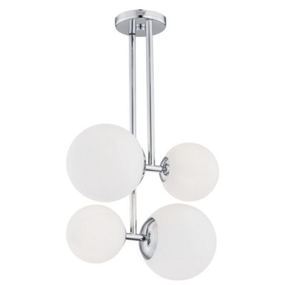 Luminosa Lighting Luminosa Aspen Globe Pendant Ceiling 4 Light Opal Matt, Chrome - image 1