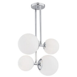 Luminosa Lighting Luminosa Aspen Globe Pendant Ceiling 4 Light Opal Matt, Chrome - thumbnail 1
