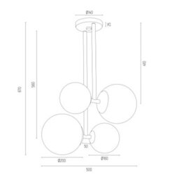 Luminosa Lighting Luminosa Aspen Globe Pendant Ceiling 4 Light Opal Matt, Chrome - thumbnail 2