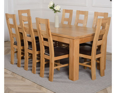That's Furniture Dakota 182 X 92 Cm Chunky Oak Large Dining Table And 8 Chairs Dining Set With Yale Chairs - image 1