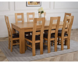That's Furniture Dakota 182 X 92 Cm Chunky Oak Large Dining Table And 8 Chairs Dining Set With Yale Chairs - thumbnail 3