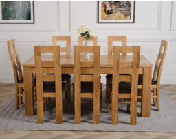 That's Furniture Dakota 182 X 92 Cm Chunky Oak Large Dining Table And 8 Chairs Dining Set With Yale Chairs - thumbnail 2