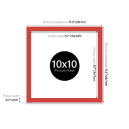 10X10 Red Picture Frame (25.4 X 25.4Cm) Poster, Photo, Artwork, Gallery Wall Or Print - thumbnail 3