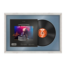 "AK Frames 25X17"" White Rustic Modern Vinyl Record Frame With Pompadour Mount For 12 Inch Lp Cover & Disc - Overlapped Design" - thumbnail 1