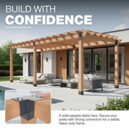 Gezu Impex Heavy Duty Anthracite Grey Post Connector X Shape - Pergola 4 Way Corner Connector - 71 X 71 mm (Pack Of 8) - thumbnail 5