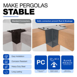 Gezu Impex Heavy Duty Anthracite Grey Post Connector X Shape - Pergola 4 Way Corner Connector - 71 X 71 mm (Pack Of 8) - thumbnail 6