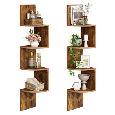 Corner Shelf Wall Shelf Set Of 2 Floating Shelves Bookshelves 20 X 20 X 105 Cm - image 1