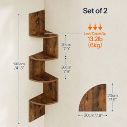 Corner Shelf Wall Shelf Set Of 2 Floating Shelves Bookshelves 20 X 20 X 105 Cm - thumbnail 2