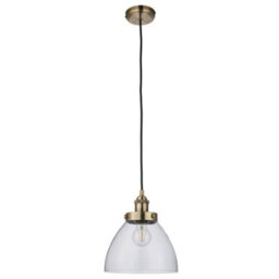 Hanging Ceiling Pendant Light Antique Brass & Glass Shade Industrial Lamp Bulb - thumbnail 3