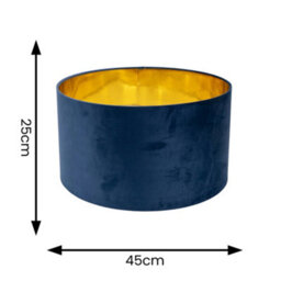 Valuelights Reni Navy Velvet & Gold Inner Drum Ceiling Lamp Shade (D)45Cm - thumbnail 5