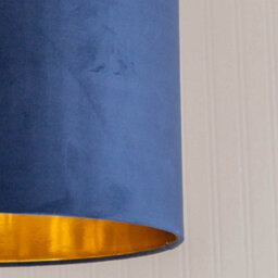 Valuelights Reni Navy Velvet & Gold Inner Drum Ceiling Lamp Shade (D)45Cm - thumbnail 4