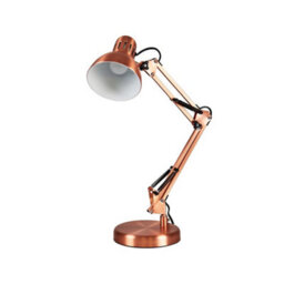 Valuelights Monda Retro Designer Style Adjustable Brushed Copper Metal Bedside Desk Table Lamp - thumbnail 1
