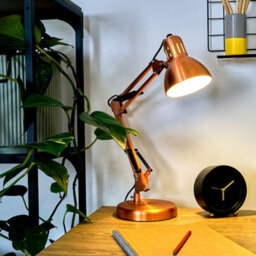 Valuelights Monda Retro Designer Style Adjustable Brushed Copper Metal Bedside Desk Table Lamp - thumbnail 2
