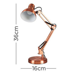 Valuelights Monda Retro Designer Style Adjustable Brushed Copper Metal Bedside Desk Table Lamp - thumbnail 7