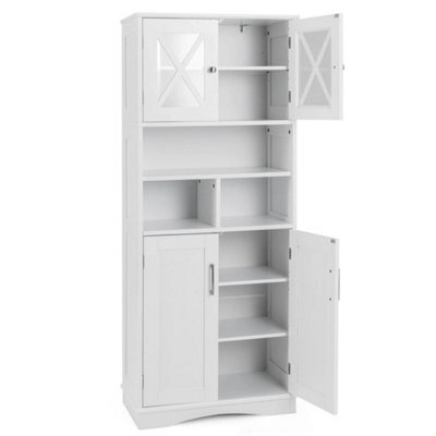 Tall Bathroom Cabinet Large Floor Storage Cabinet W/ Acrylic Doors White - image 1