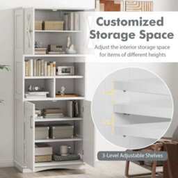 Tall Bathroom Cabinet Large Floor Storage Cabinet W/ Acrylic Doors White - thumbnail 5
