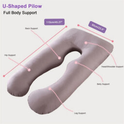 Grey-Pregnancy Pillow U Shaped Maternity Pillow Support Back - thumbnail 2