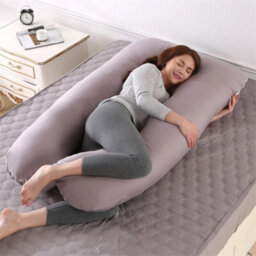 Grey-Pregnancy Pillow U Shaped Maternity Pillow Support Back - thumbnail 4