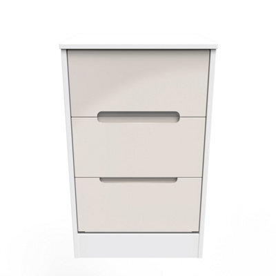 Turin 3 Drawer Bedside Cabinet In Kashmir Gloss & White (Ready Assembled) - image 1