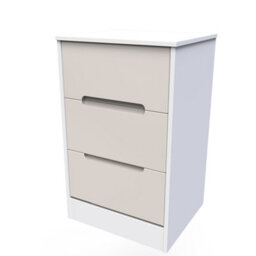 Turin 3 Drawer Bedside Cabinet In Kashmir Gloss & White (Ready Assembled) - thumbnail 3
