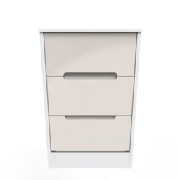 Turin 3 Drawer Bedside Cabinet In Kashmir Gloss & White (Ready Assembled)