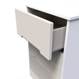 Turin 3 Drawer Bedside Cabinet In Kashmir Gloss & White (Ready Assembled) - thumbnail 5