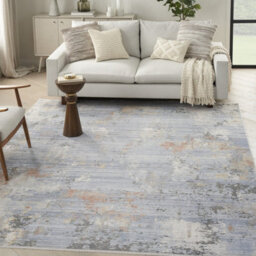 Grey Blue Modern Abstract Easy To Clean Living Room Bedroom & Dining Room Rug-259Cm X 345Cm - thumbnail 2