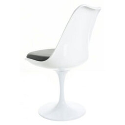 Fusion Living Tulip Set - White Medium Circular Table And Four Chairs With Pu Cushion Grey - thumbnail 6