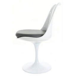 Fusion Living Tulip Set - White Medium Circular Table And Four Chairs With Pu Cushion Grey - thumbnail 5